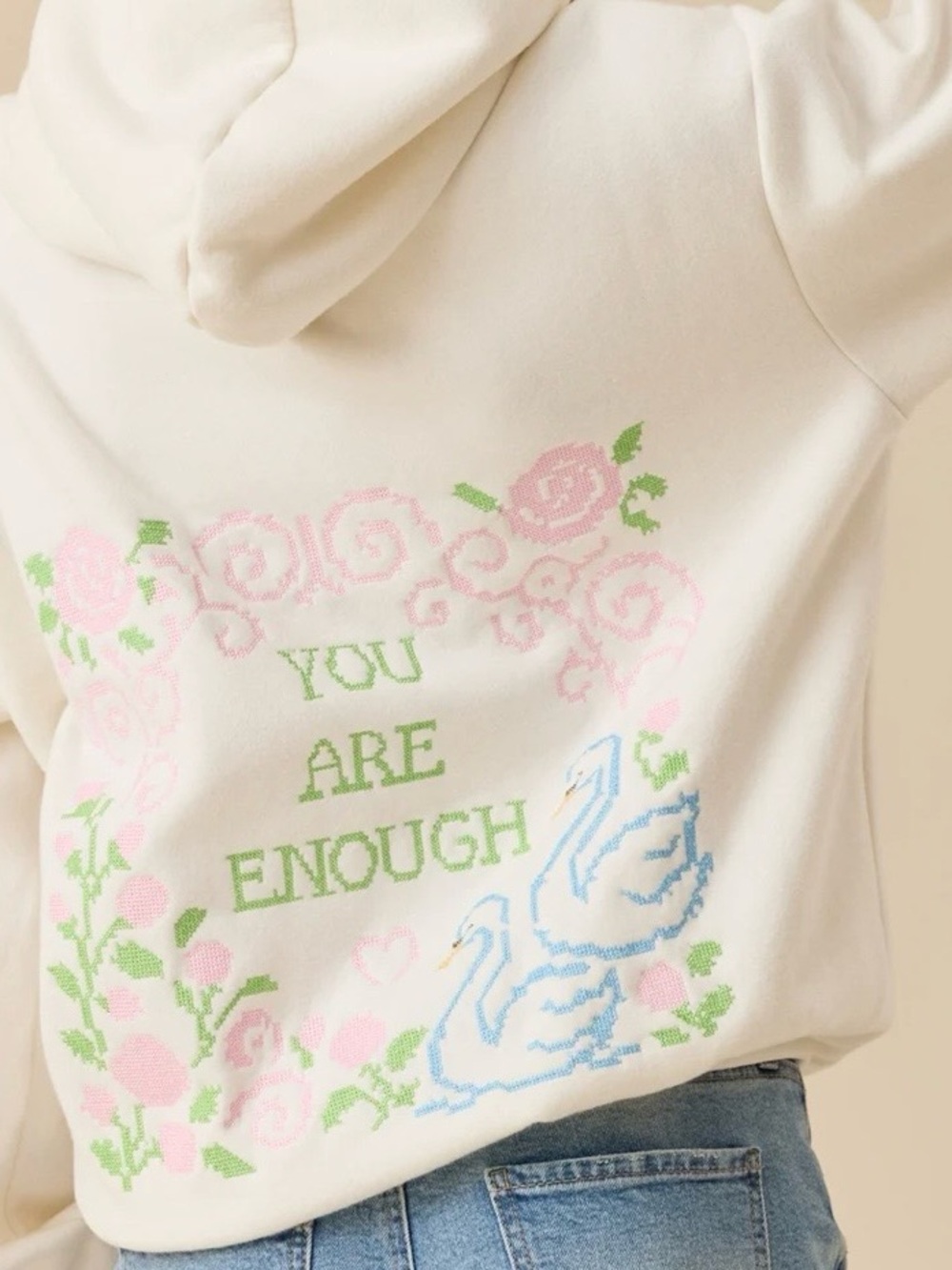 NEW Altar’d State Cross-Stitch You Are Enough Hoodie Size XS NWT